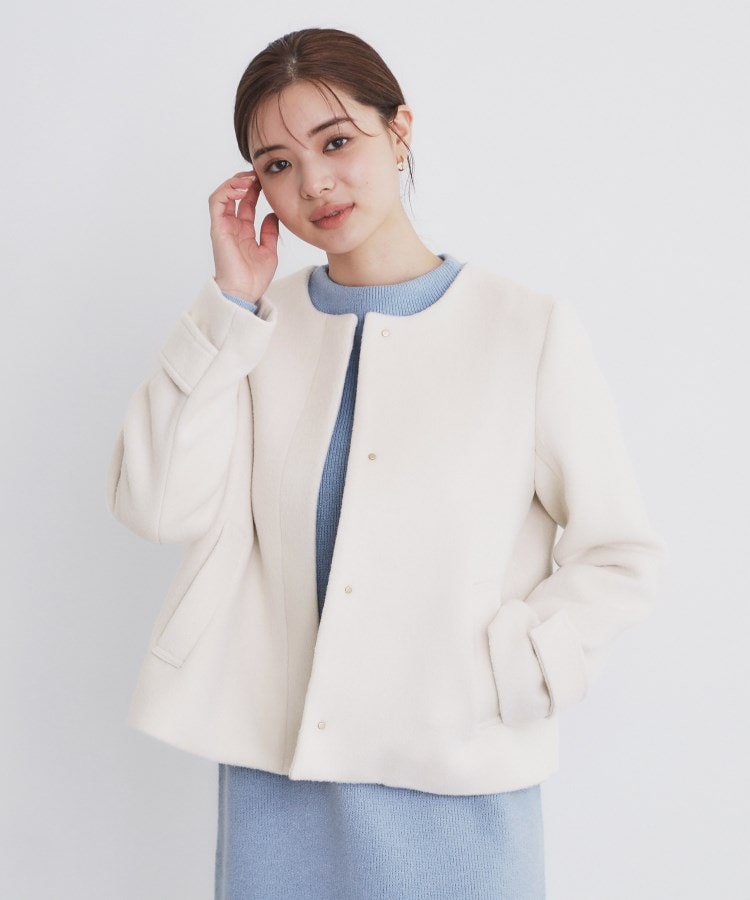 5color/XS-LLsize》ウール混ノーカラーショートコート(ノー 5color/XS-LLsize》ウール混ノーカラーショートコート(ノー