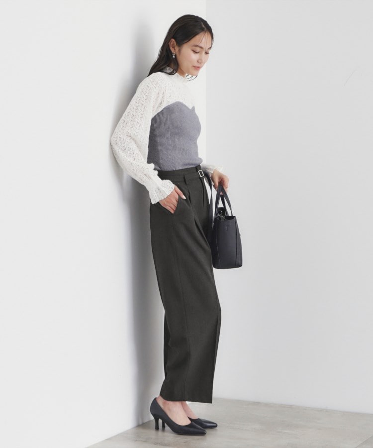 S-LLsize》ストレッチタックワイドパンツ【洗濯機洗い可/吸湿 S-LLsize》ストレッチタックワイドパンツ【洗濯機洗い可/吸湿