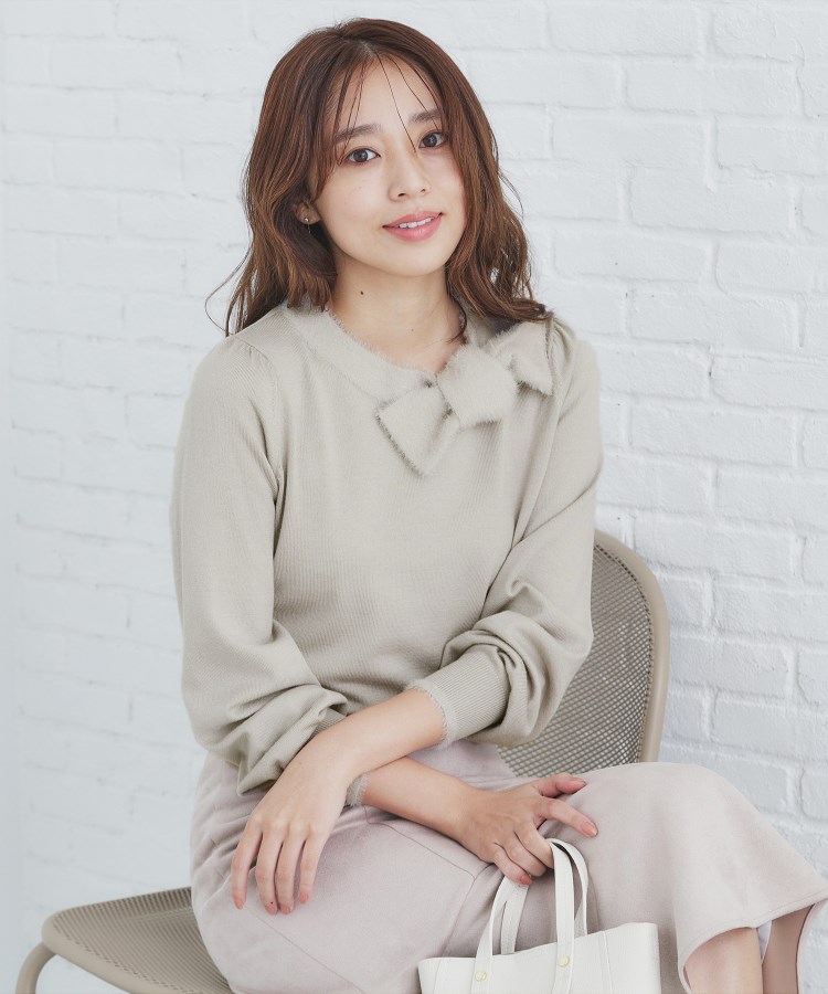 6color/XS-LLsize》リボン取り外し2WAY フェザーリボンニット 6color/XS-LLsize》リボン取り外し2WAY フェザーリボンニット