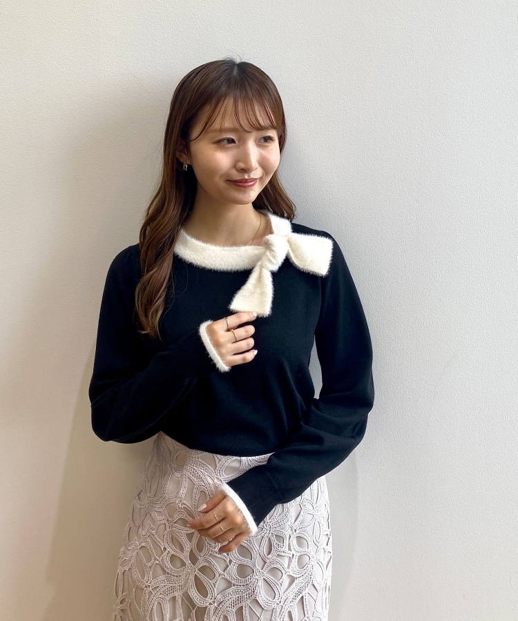 6color/XS-LLsize》リボン取り外し2WAY フェザーリボンニット 6color/XS-LLsize》リボン取り外し2WAY フェザーリボンニット
