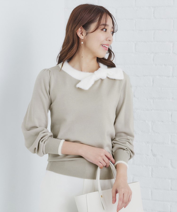 6color/XS-LLsize》リボン取り外し2WAY フェザーリボンニット