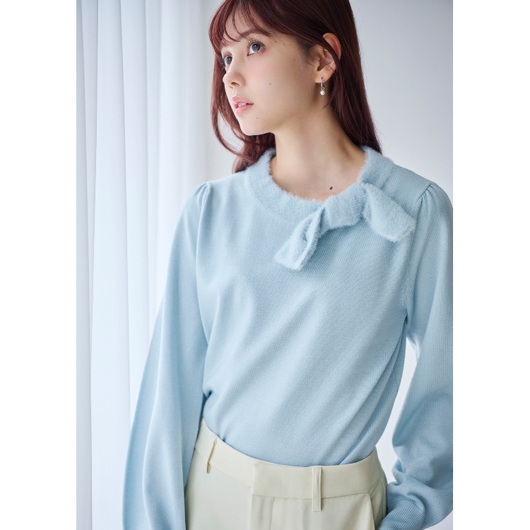 インデックス(index)の《6color/XS-LLsize》リボン取り外し2WAY フェザーリボンニット【洗濯機洗い可】