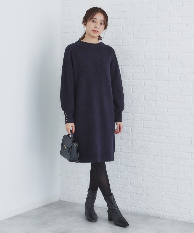 5color》ブローチ付き 畦編みニットワンピース【洗濯機洗い可 5color》ブローチ付き 畦編みニットワンピース【洗濯機洗い可