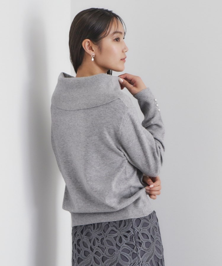 8color/XS-LLsize》パール調ボタン付きオフタートルニット【洗濯 8color/XS-LLsize》パール調ボタン付きオフタートルニット【洗濯