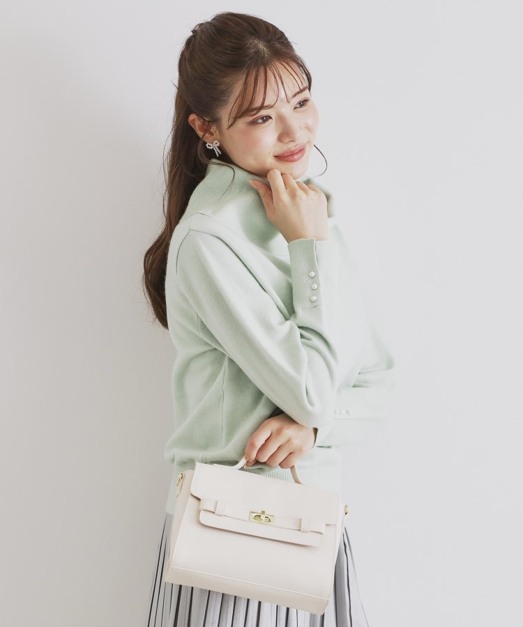 8color/XS-LLsize》パール調ボタン付きオフタートルニット【洗濯 8color/XS-LLsize》パール調ボタン付きオフタートルニット【洗濯