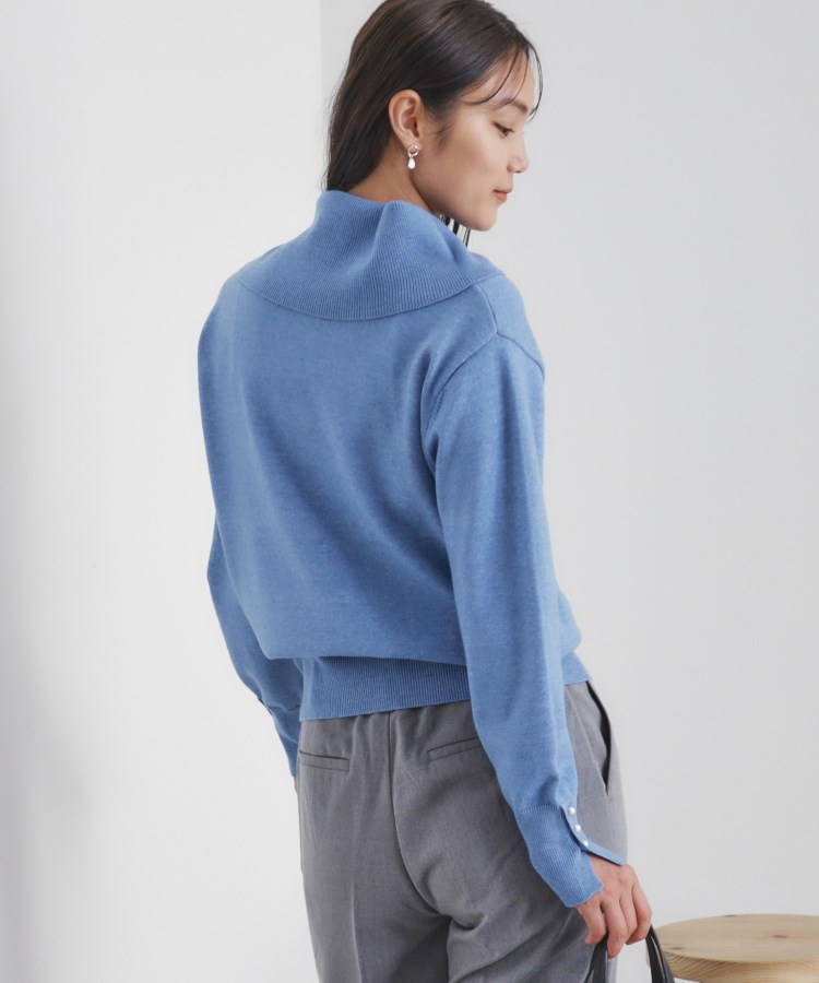 8color/XS-LLsize》パール調ボタン付きオフタートルニット【洗濯 8color/XS-LLsize》パール調ボタン付きオフタートルニット【洗濯