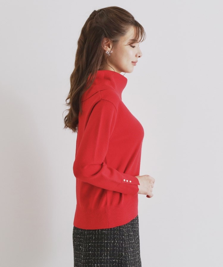 8color/XS-LLsize》パール調ボタン付きオフタートルニット【洗濯 8color/XS-LLsize》パール調ボタン付きオフタートルニット【洗濯
