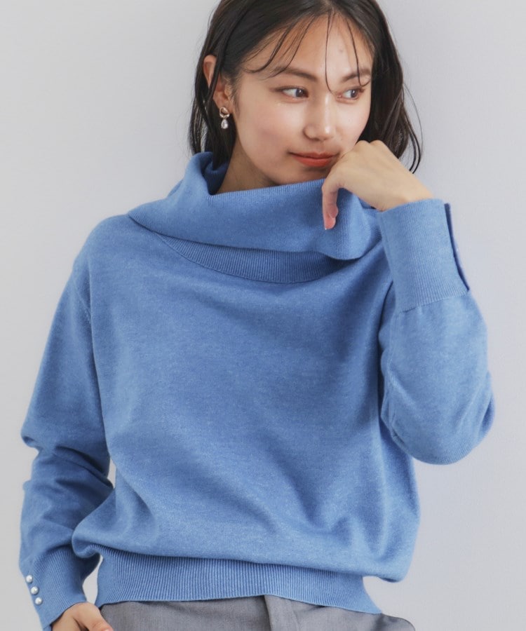 8color/XS-LLsize》パール調ボタン付きオフタートルニット【洗濯 8color/XS-LLsize》パール調ボタン付きオフタートルニット【洗濯