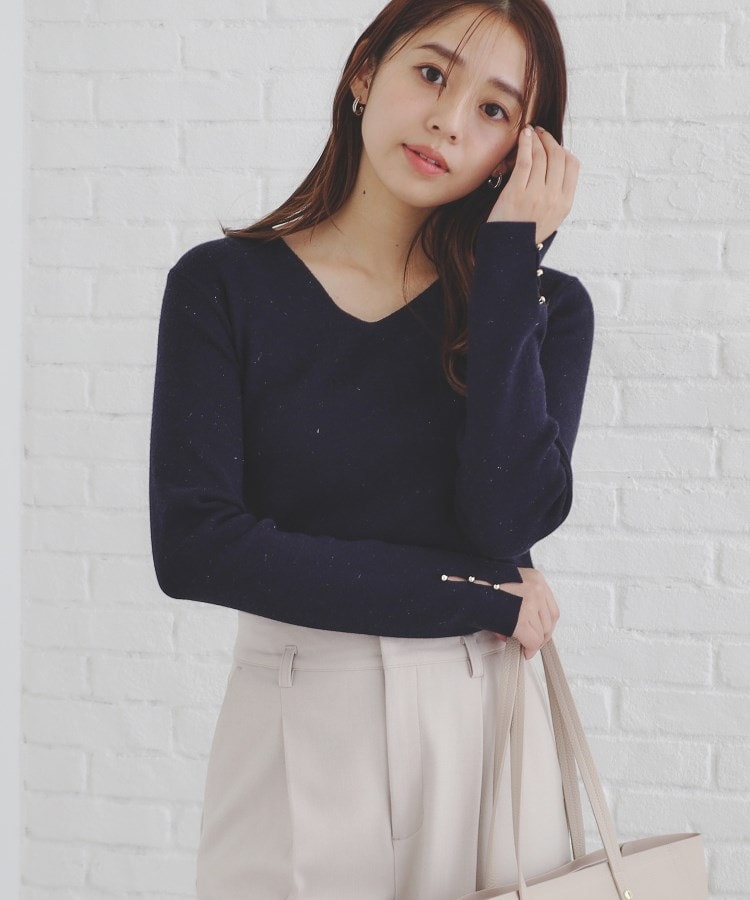 6color/S-LLsize》ラメ混Vネックニット【洗濯機洗い可】(ニット 6color/S-LLsize》ラメ混Vネックニット【洗濯機洗い可】(ニット