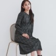 インデックス(index)の《S-LLsize》ストレッチチェックジャカードワンピース【洗濯機洗い可/抗ピル】 ブラック(219)