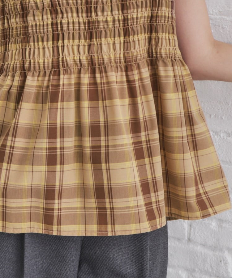 インデックス(index)のチェック柄シャーリングペプラムブラウス【洗える】15