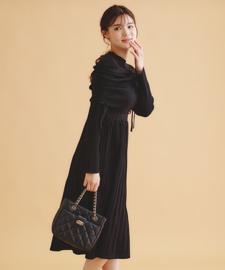 ツインセット》3WAYラメニットワンピース【洗濯機洗い可 ツインセット》3WAYラメニットワンピース【洗濯機洗い可