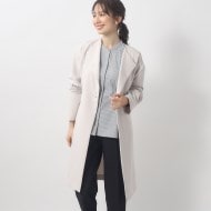 ベルト付き ノーカラーコート【洗える/ストレッチ/イージー ベルト付き ノーカラーコート【洗える/ストレッチ/イージー