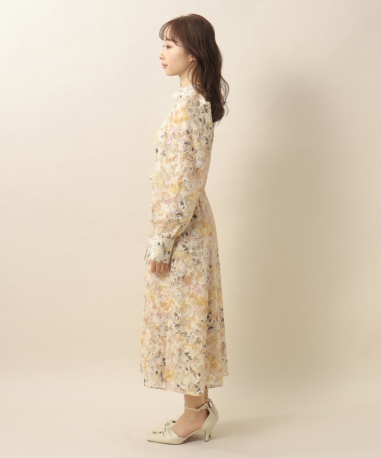 ≪美人百花掲載≫ 水彩フラワータックワンピース【イージーケア