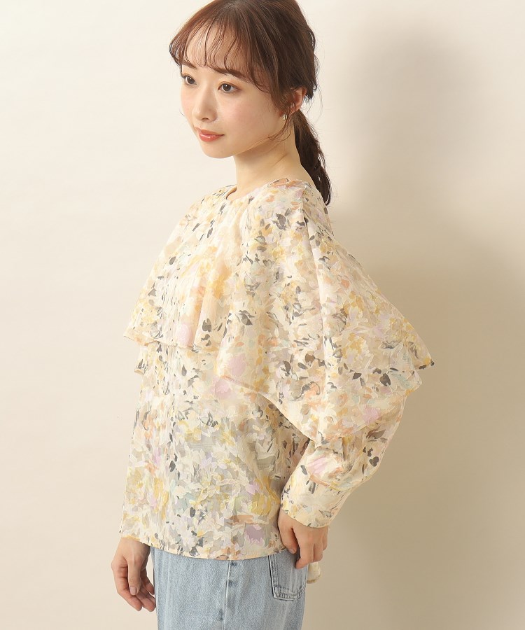 美人百花掲載》水彩フラワーフリルブラウス【イージーケア/洗濯 美人百花掲載》水彩フラワーフリルブラウス【イージーケア/洗濯