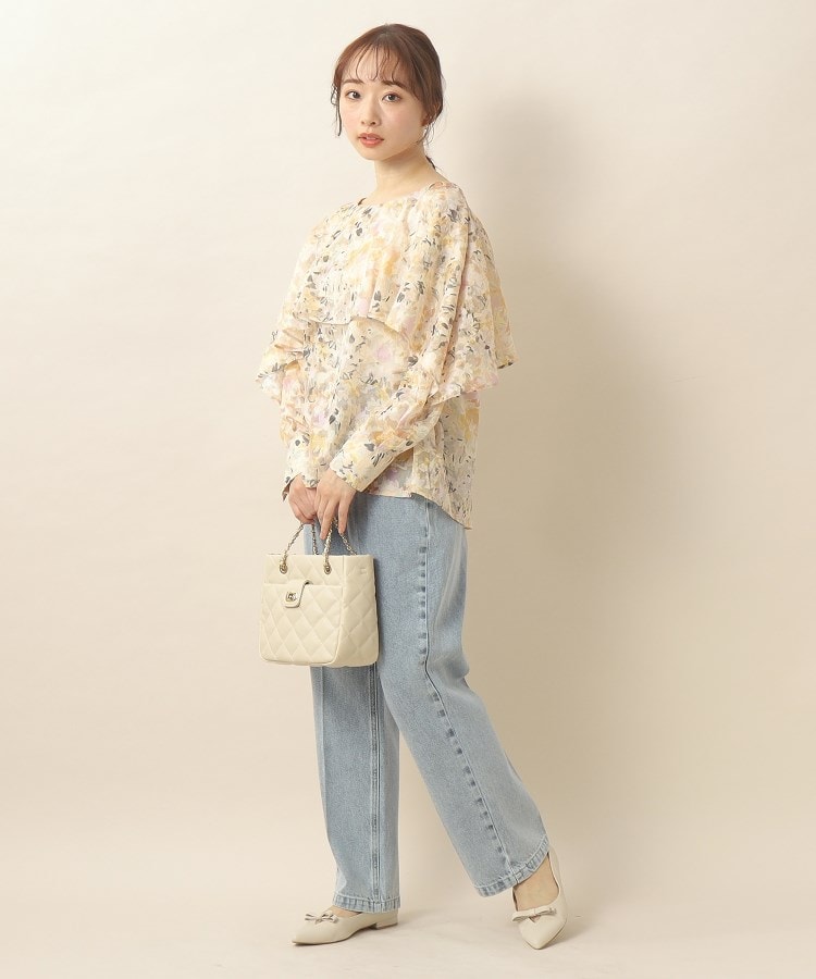 美人百花掲載》水彩フラワーフリルブラウス【イージーケア/洗濯 美人百花掲載》水彩フラワーフリルブラウス【イージーケア/洗濯
