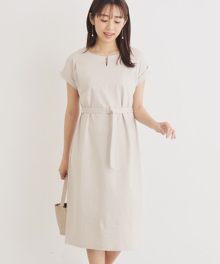インデックス(index)の≪6color/XS-LLsize≫スムースジャージキーネックワンピース【接触冷感/UVケア/洗濯機洗い可】5