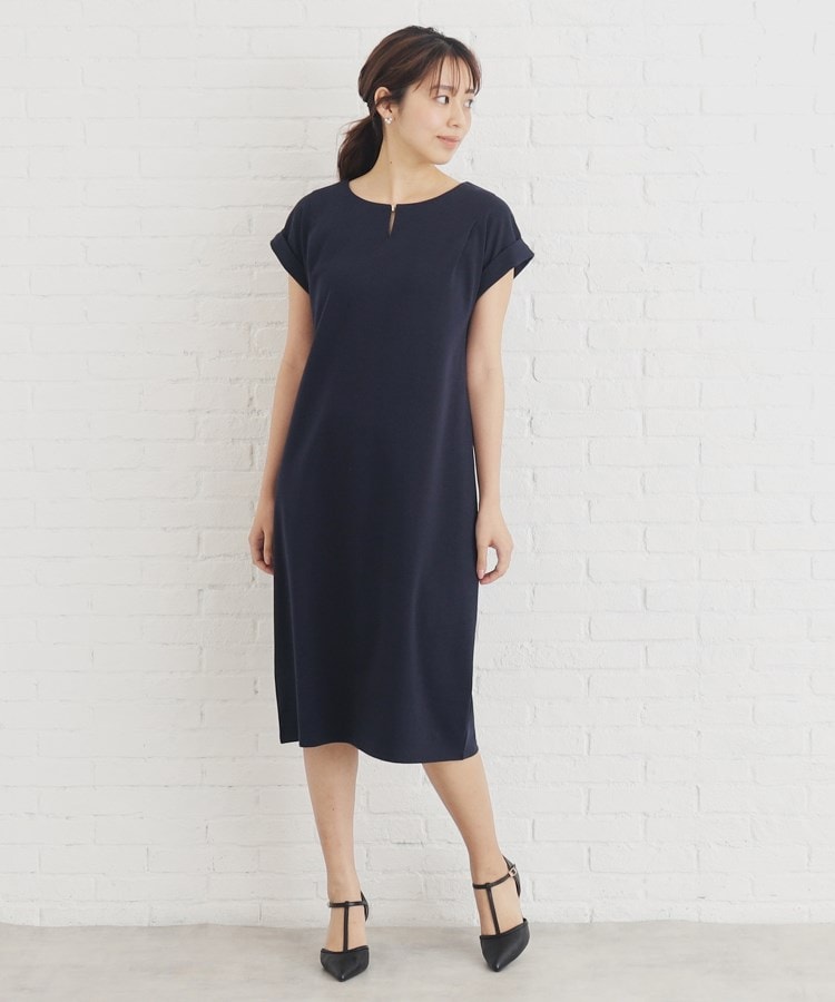 インデックス(index)の≪6color/XS-LLsize≫スムースジャージキーネックワンピース【接触冷感/UVケア/洗濯機洗い可】22
