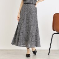 ミニフラワーレースフレアスカート【洗濯機洗い可】（マキシ