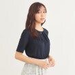 インデックス(index)のフロントタックビジュー五分袖トップス【洗濯機洗い可】 ネイビー(094)