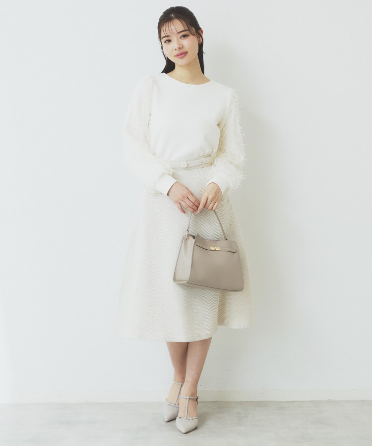 美人百花掲載》リボンチュールトップス【洗濯機洗い可 美人百花掲載》リボンチュールトップス【洗濯機洗い可