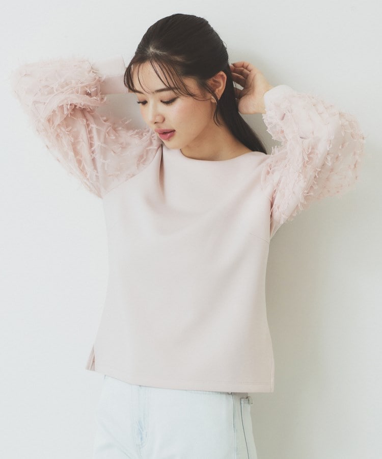 美人百花掲載》リボンチュールトップス【洗濯機洗い可 美人百花掲載》リボンチュールトップス【洗濯機洗い可