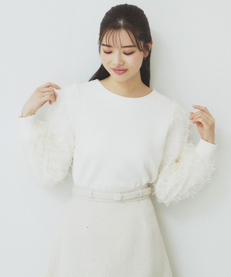 美人百花掲載》リボンチュールトップス【洗濯機洗い可 美人百花掲載》リボンチュールトップス【洗濯機洗い可