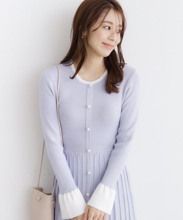 インデックス(index)の《美人百花掲載》パール調デザインバイカラーニットワンピース【洗濯機洗い可】9