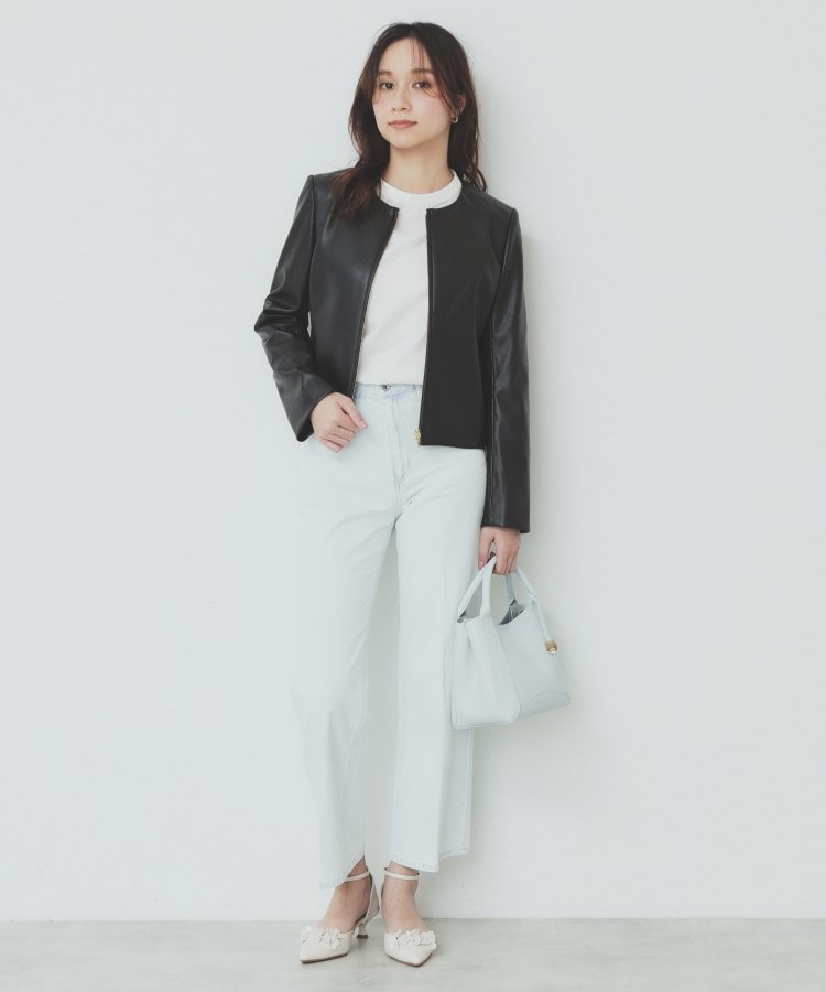 シンセティックレザーブルゾン【洗える/ストレッチ】(ブルゾン シンセティックレザーブルゾン【洗える/ストレッチ】(ブルゾン