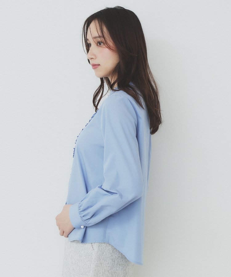 andGIRL掲載》フリルバンドカラーシャツ【洗濯機洗い可 andGIRL掲載》フリルバンドカラーシャツ【洗濯機洗い可