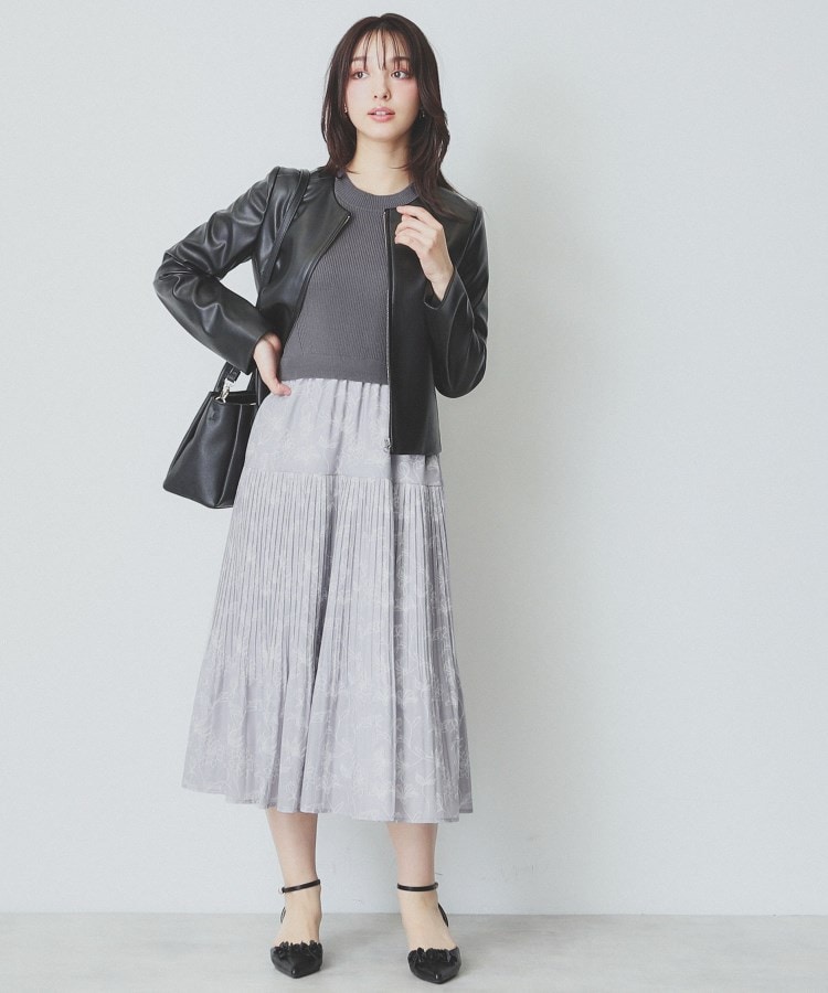 ツインセット》カーディガン×ニットドッキングワンピース【洗濯 ツインセット》カーディガン×ニットドッキングワンピース【洗濯
