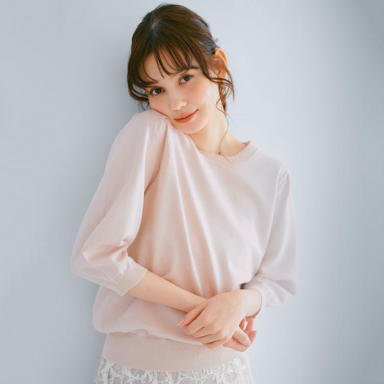 インデックス(index)の《7色展開/XS-LLサイズ》クルーネックデザインスリーブニット【洗濯機洗い可】 ニット/セーター