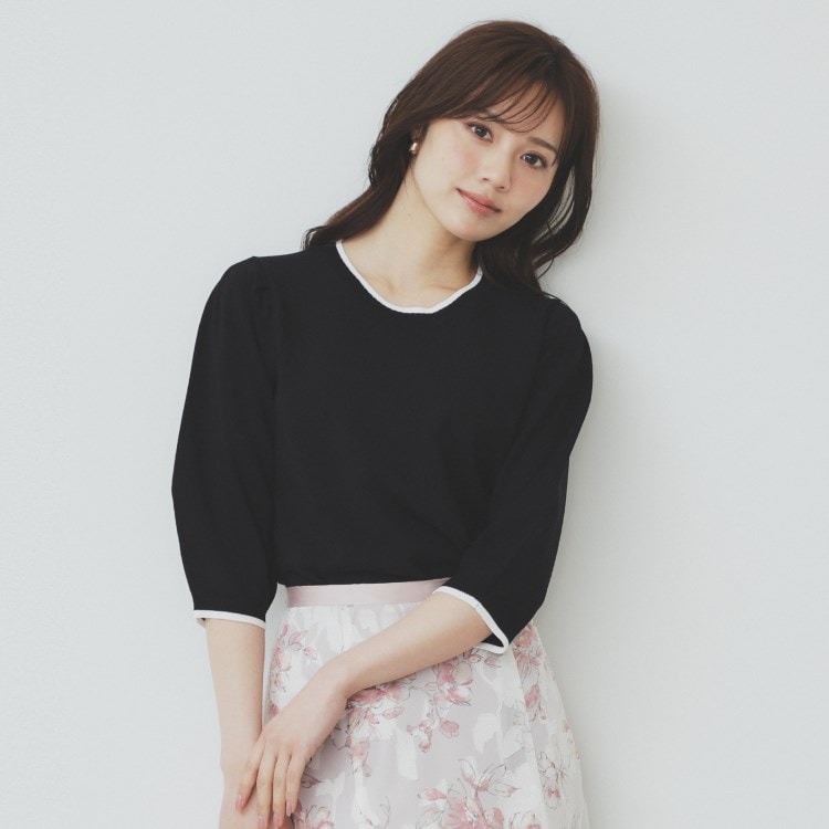 インデックス(index)の《7色展開/XS-LLサイズ》クルーネックデザインスリーブニット【洗濯機洗い可】 ニット/セーター