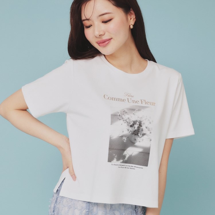 インデックス(index)の箔プリントショート丈Tシャツ【UV/接触冷感/洗濯機洗い可】 Ｔシャツ