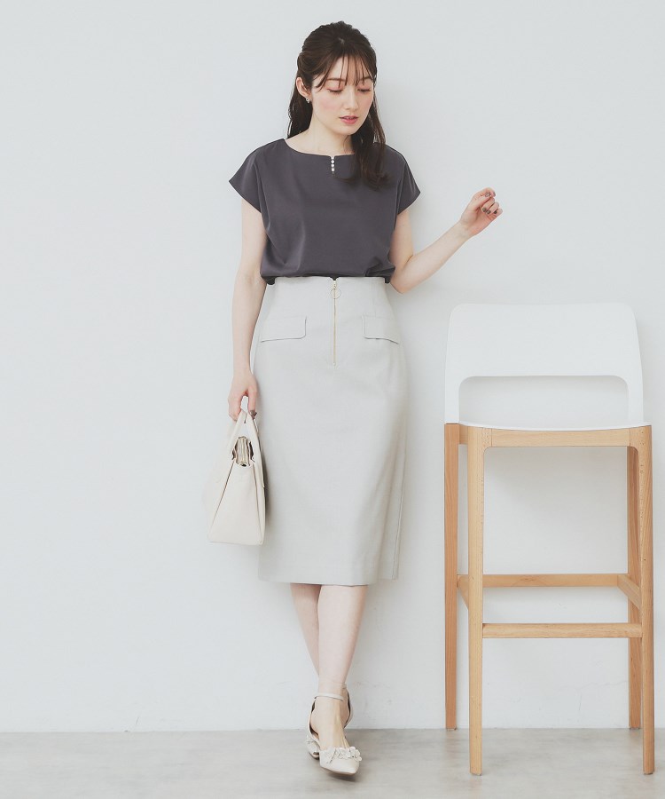 インデックス(index)の《6色展開/XS-3サイズ》キーネックビジュートップス【UV/接触冷感/洗濯機洗い可】8