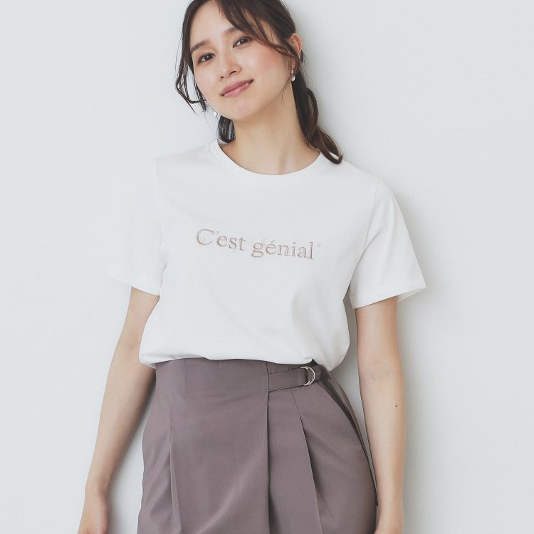 インデックス(index)のパール調刺繍ロゴTシャツ【汗ジミ防止/吸水速乾/接触冷感/UVケア/洗濯機洗い可】 Ｔシャツ