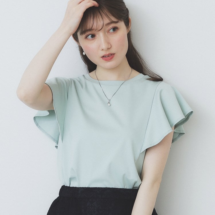 インデックス(index)の《美人百花掲載/XS-3Lサイズ》フレアスリーブバックシャントップス【接触冷感/UVケア/洗濯機洗い可】 カットソー