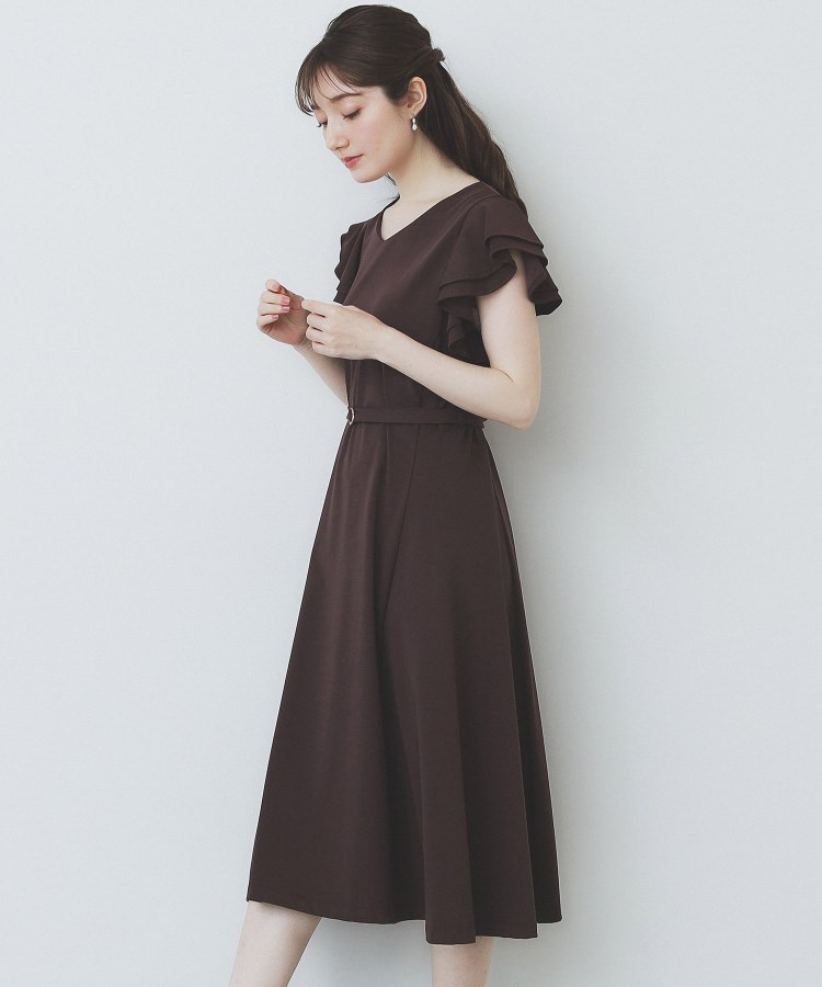 インデックス(index)の《5色展開/S-LLサイズ》シルケットVネックフレアワンピース【接触冷感/UVケア/洗濯機洗い可】2