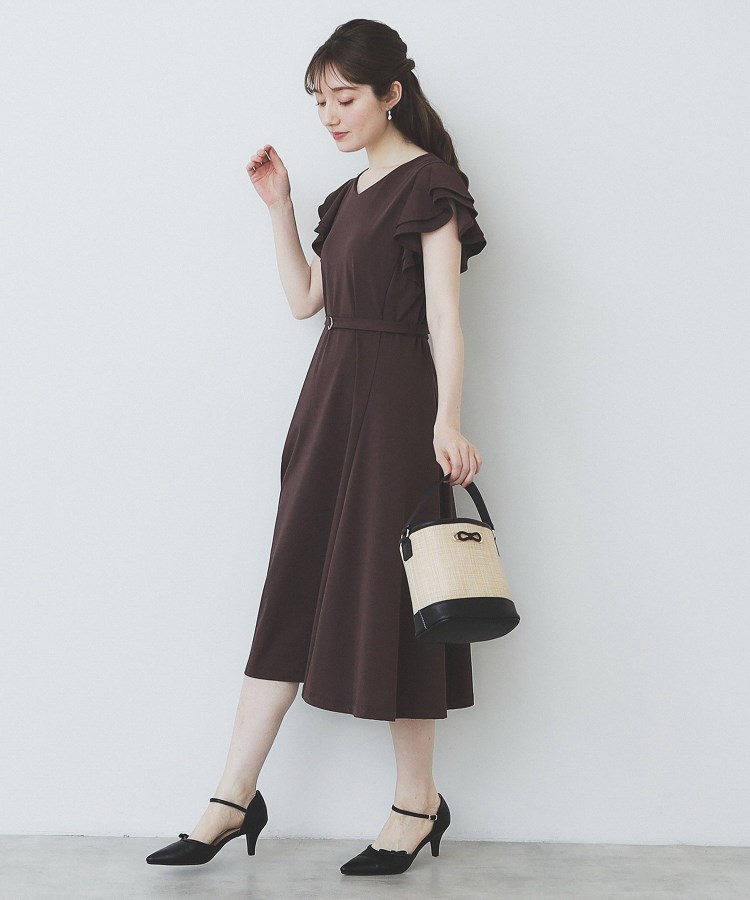 インデックス(index)の《5色展開/S-LLサイズ》シルケットVネックフレアワンピース【接触冷感/UVケア/洗濯機洗い可】5