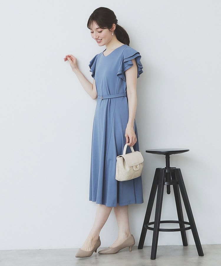 インデックス(index)の《5色展開/S-LLサイズ》シルケットVネックフレアワンピース【接触冷感/UVケア/洗濯機洗い可】9