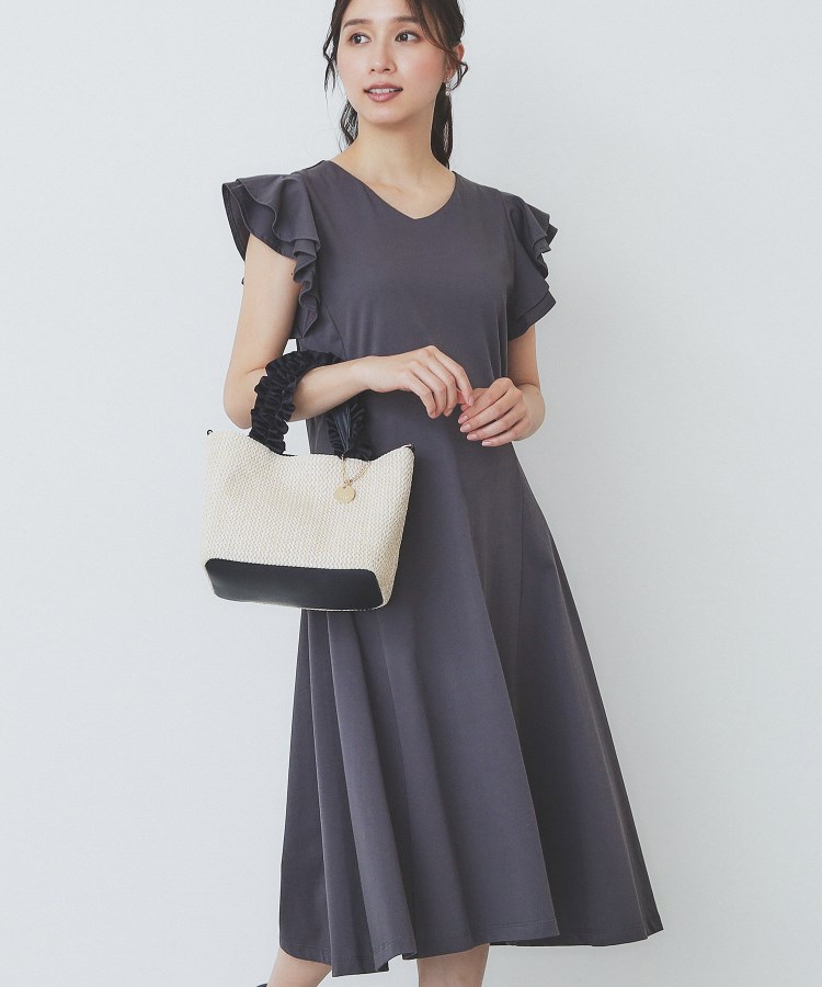 インデックス(index)の《5色展開/S-LLサイズ》シルケットVネックフレアワンピース【接触冷感/UVケア/洗濯機洗い可】19