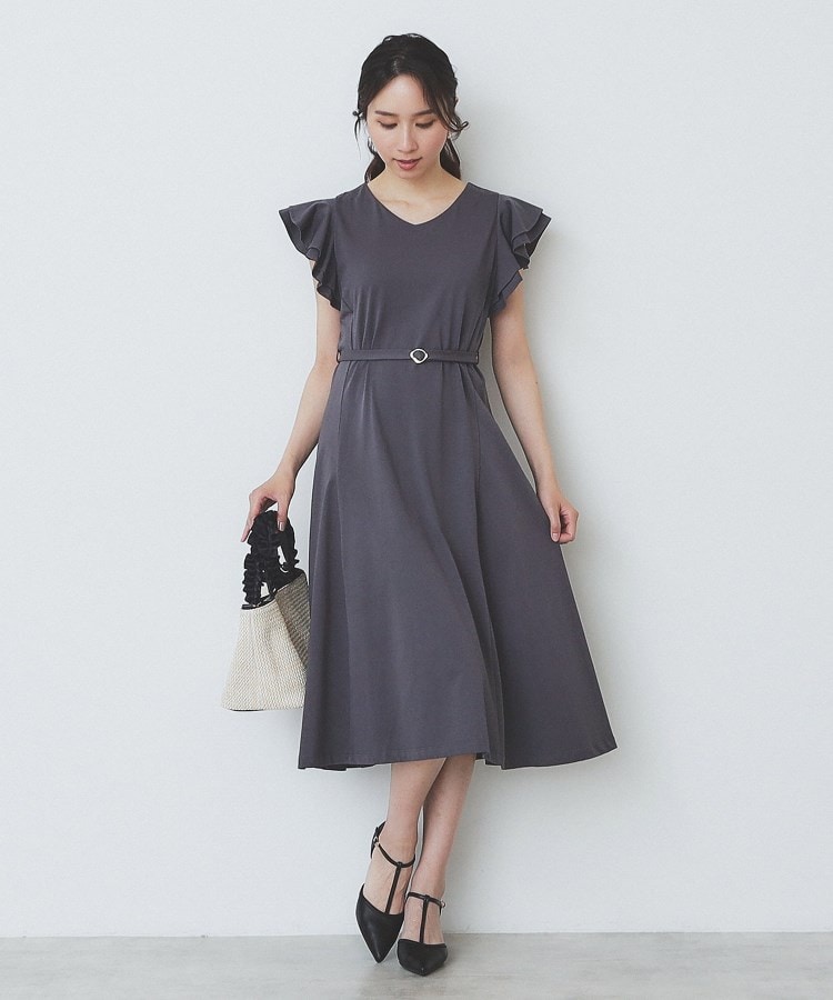 インデックス(index)の《5色展開/S-LLサイズ》シルケットVネックフレアワンピース【接触冷感/UVケア/洗濯機洗い可】22