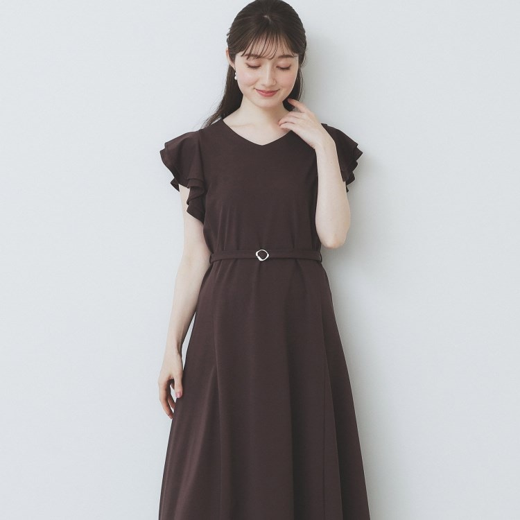 インデックス(index)の《5色展開/S-LLサイズ》シルケットVネックフレアワンピース【接触冷感/UVケア/洗濯機洗い可】