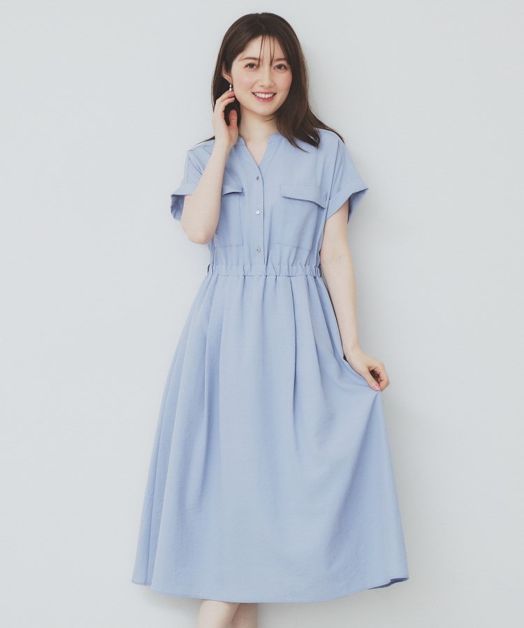 インデックス(index)の《6色展開/XS-LLサイズ》ダブルポケットスキッパーシャツワンピース【洗濯機洗い可/抗ピル/吸水速乾/防シワ】34