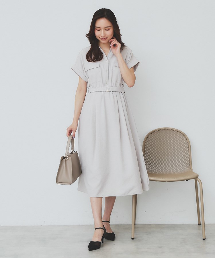 インデックス(index)の《6色展開/XS-LLサイズ》ダブルポケットスキッパーシャツワンピース【洗濯機洗い可/抗ピル/吸水速乾/防シワ】72