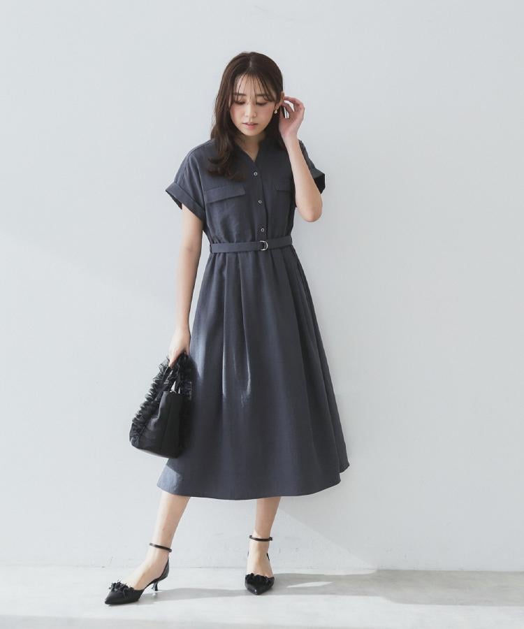 インデックス(index)の《6色展開/XS-LLサイズ》ダブルポケットスキッパーシャツワンピース【洗濯機洗い可/抗ピル/吸水速乾/防シワ】50