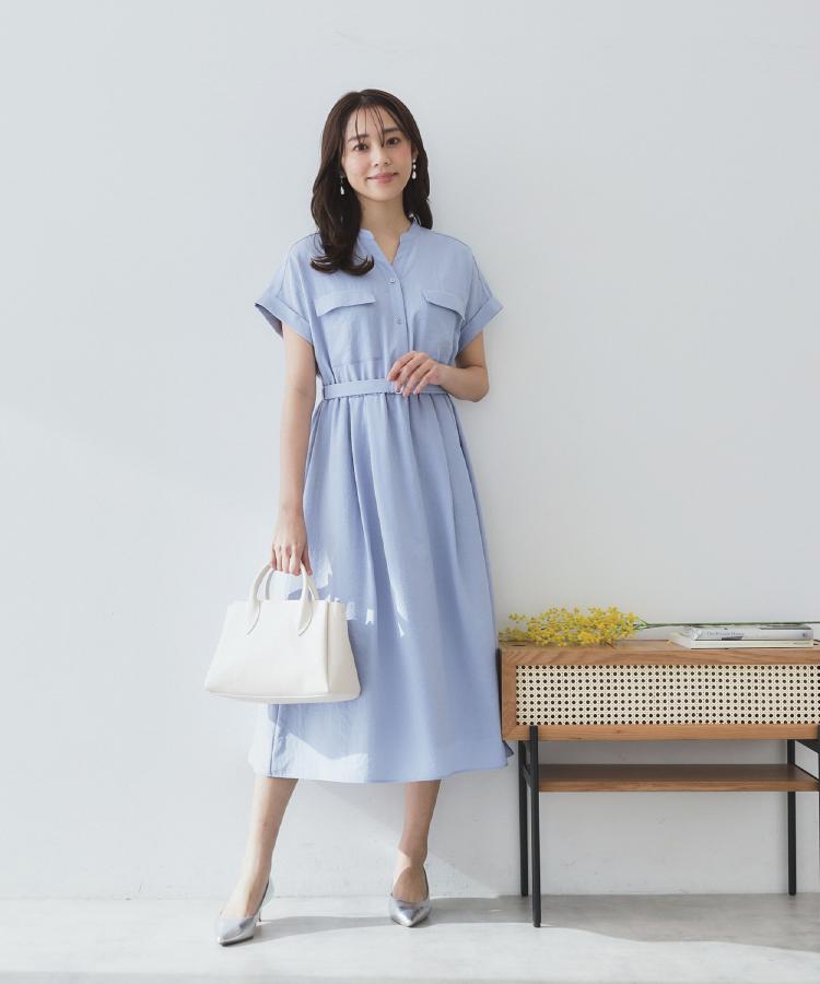 インデックス(index)の《6色展開/XS-LLサイズ》ダブルポケットスキッパーシャツワンピース【洗濯機洗い可/抗ピル/吸水速乾/防シワ】28
