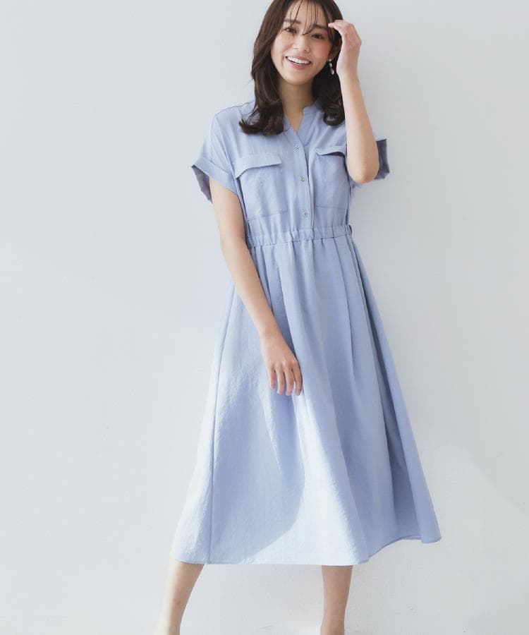インデックス(index)の《6色展開/XS-LLサイズ》ダブルポケットスキッパーシャツワンピース【洗濯機洗い可/抗ピル/吸水速乾/防シワ】32