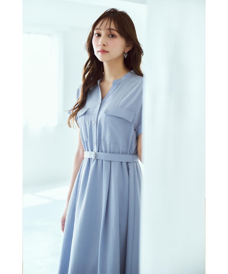 インデックス(index)の《6色展開/XS-LLサイズ》ダブルポケットスキッパーシャツワンピース【洗濯機洗い可/抗ピル/吸水速乾/防シワ】3