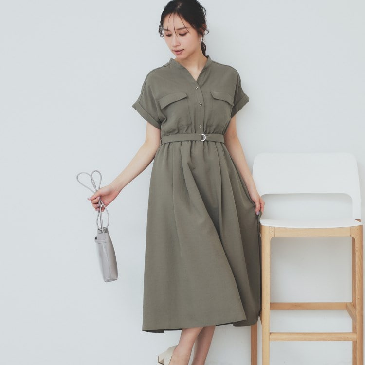 インデックス(index)の《6色展開/XS-LLサイズ》ダブルポケットスキッパーシャツワンピース【洗濯機洗い可/抗ピル/吸水速乾/防シワ】 マキシ・ロングワンピース